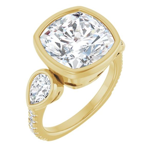 Bezel-Set Three-Stone Engagement Ring