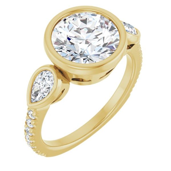 Bezel-Set Three-Stone Engagement Ring