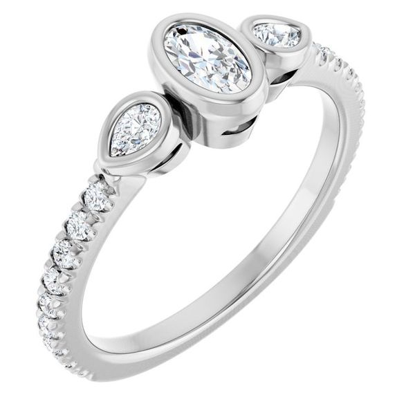Bezel-Set Three-Stone Engagement Ring