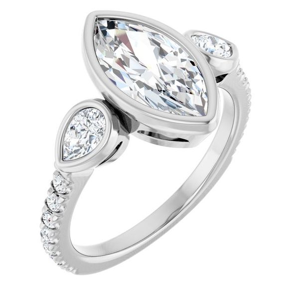 Bezel-Set Three-Stone Engagement Ring