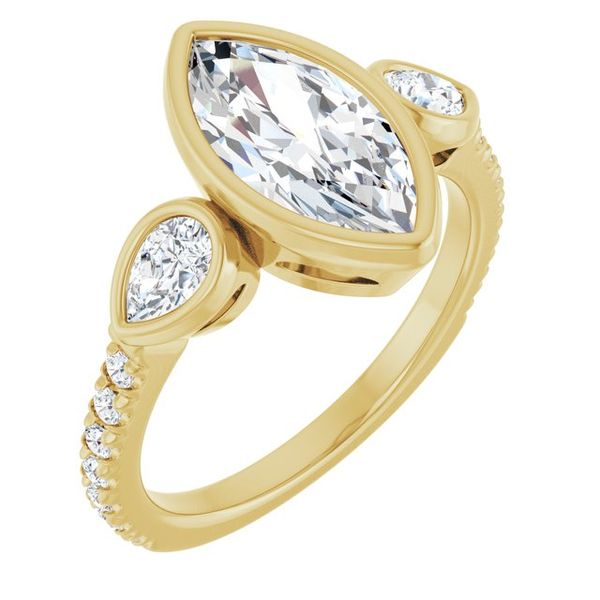 Bezel-Set Three-Stone Engagement Ring