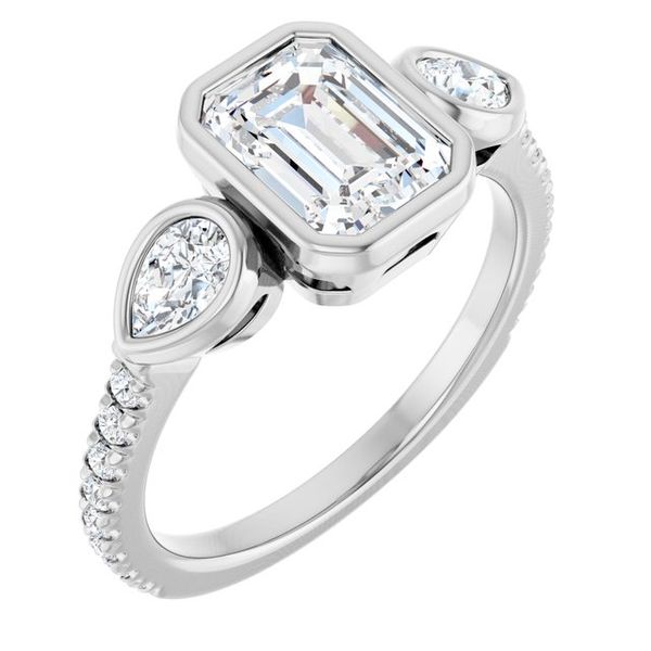 Bezel-Set Three-Stone Engagement Ring