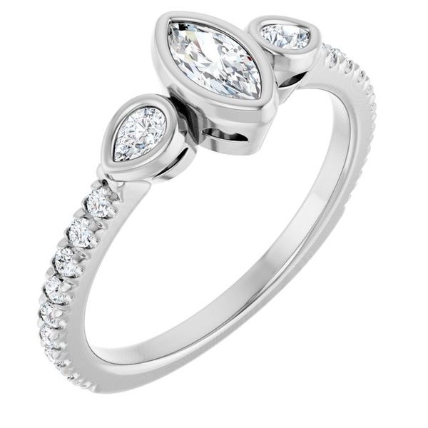 Bezel-Set Three-Stone Engagement Ring