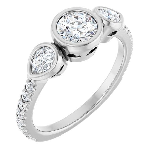 Bezel-Set Three-Stone Engagement Ring