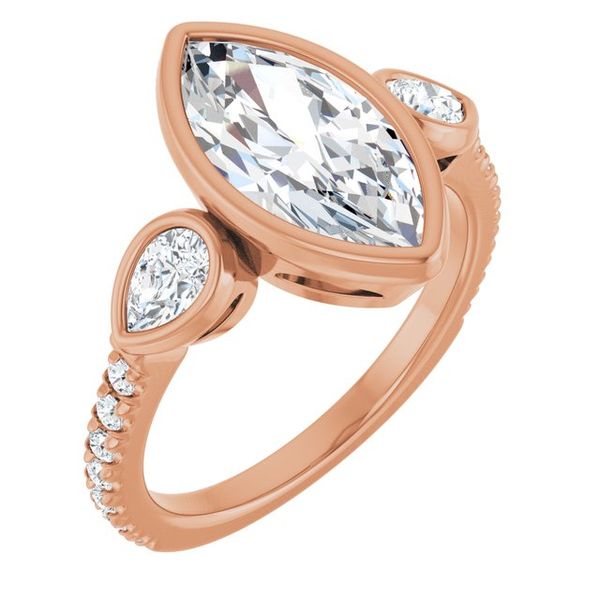Bezel-Set Three-Stone Engagement Ring