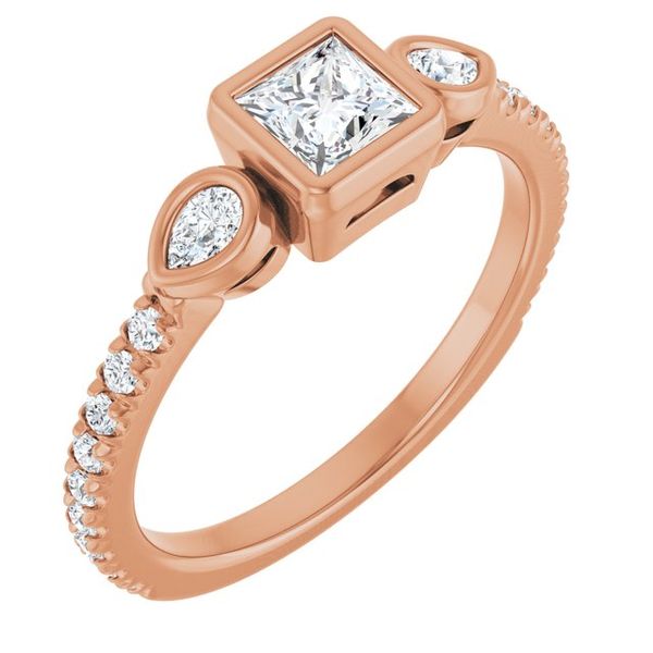 Bezel-Set Three-Stone Engagement Ring