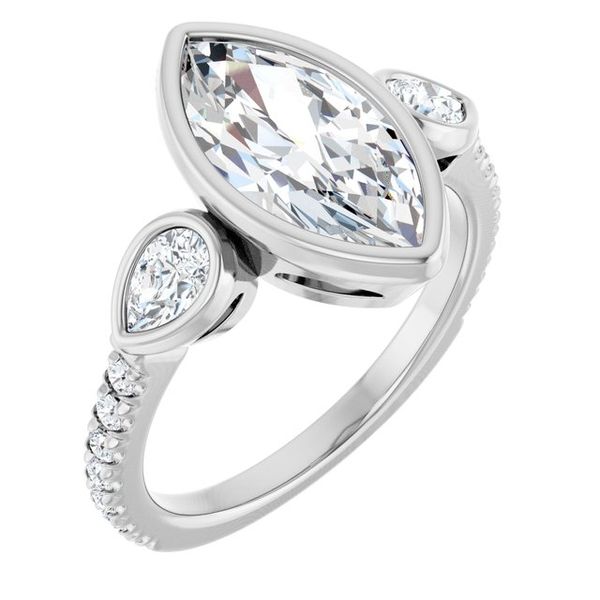 Bezel-Set Three-Stone Engagement Ring