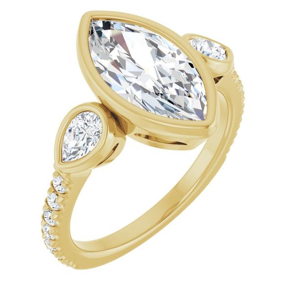Bezel-Set Three-Stone Engagement Ring