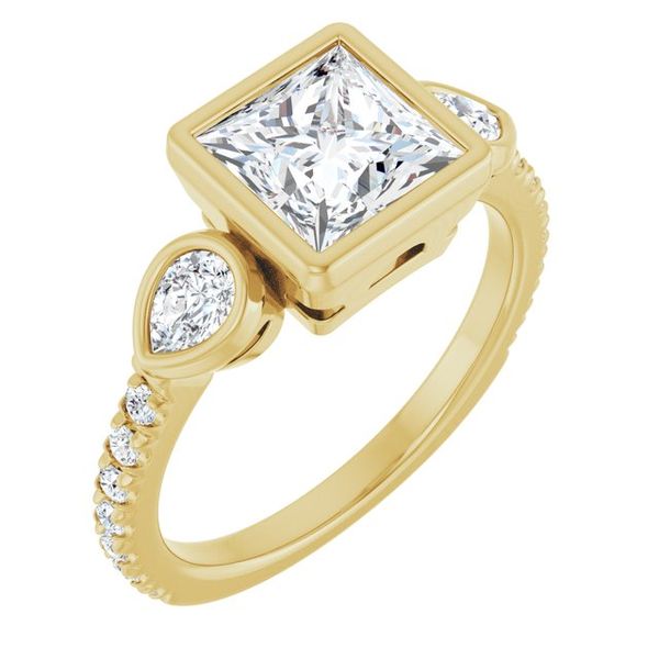 Bezel-Set Three-Stone Engagement Ring