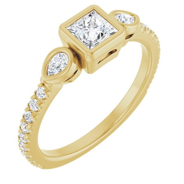 Bezel-Set Three-Stone Engagement Ring