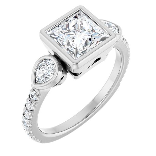 Bezel-Set Three-Stone Engagement Ring