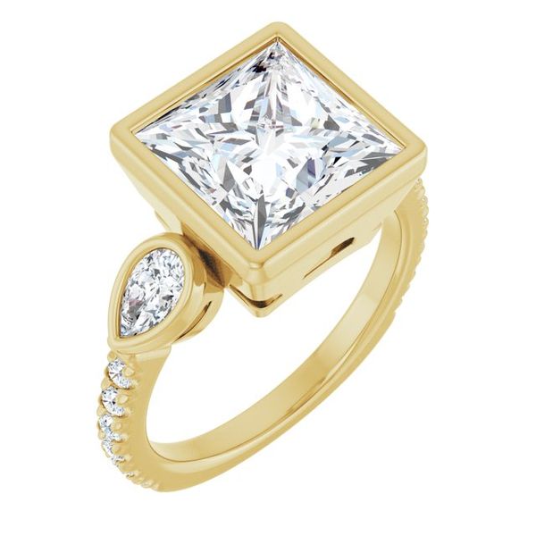 Bezel-Set Three-Stone Engagement Ring