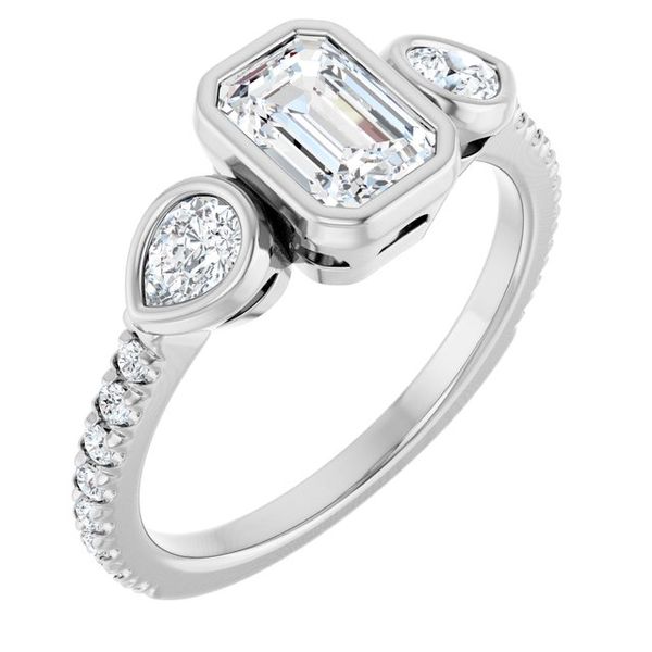 Bezel-Set Three-Stone Engagement Ring