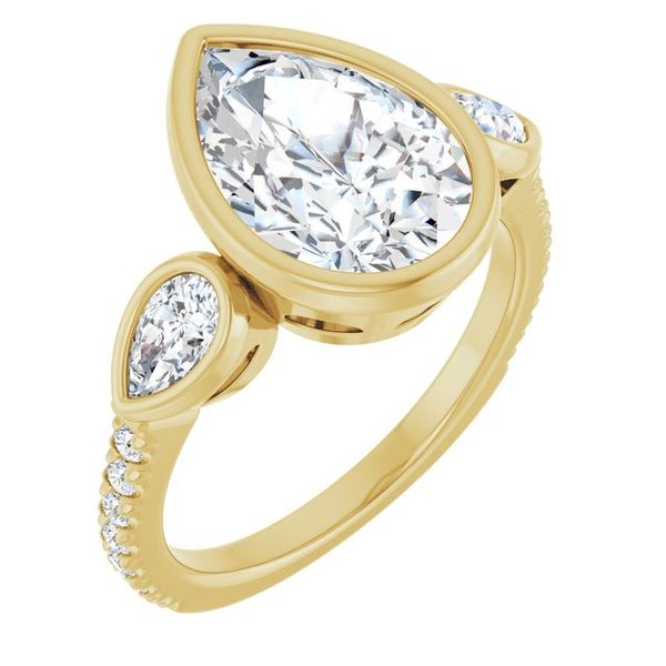 Bezel-Set Three-Stone Engagement Ring