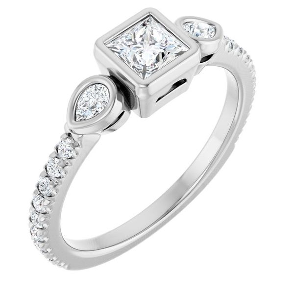 Bezel-Set Three-Stone Engagement Ring