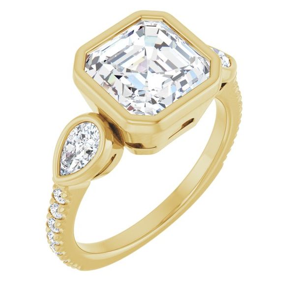Bezel-Set Three-Stone Engagement Ring