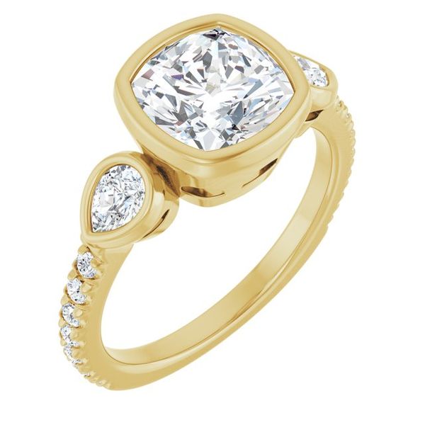 Bezel-Set Three-Stone Engagement Ring