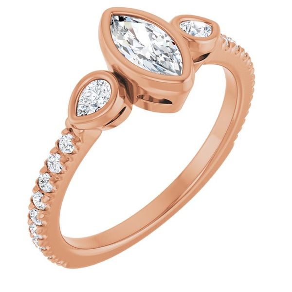 Bezel-Set Three-Stone Engagement Ring