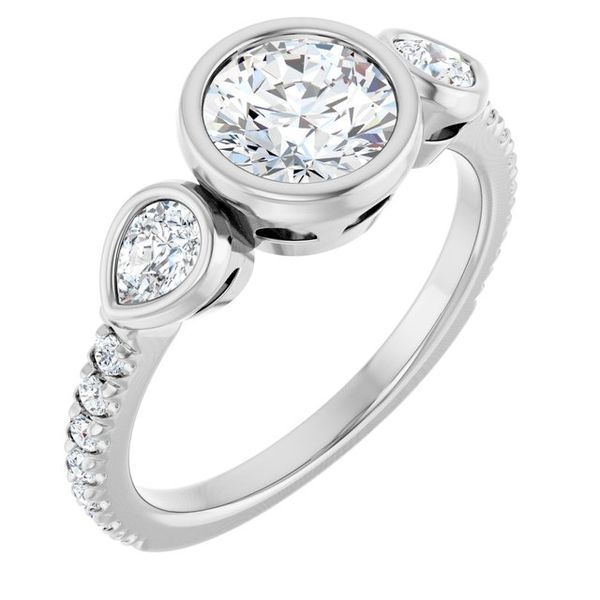 Bezel-Set Three-Stone Engagement Ring