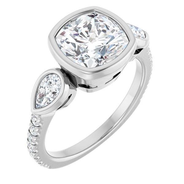 Bezel-Set Three-Stone Engagement Ring