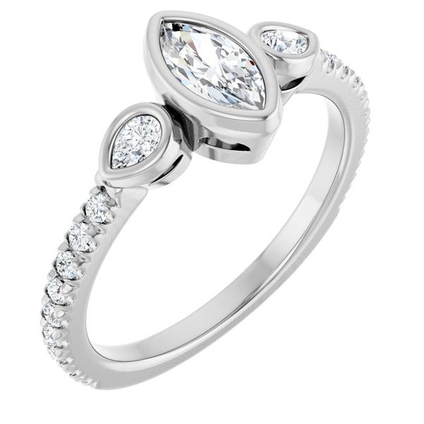 Bezel-Set Three-Stone Engagement Ring