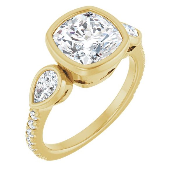 Bezel-Set Three-Stone Engagement Ring