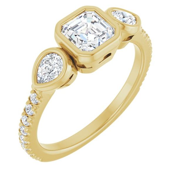 Bezel-Set Three-Stone Engagement Ring