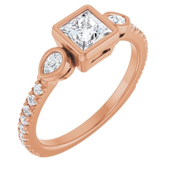 Bezel-Set Three-Stone Engagement Ring