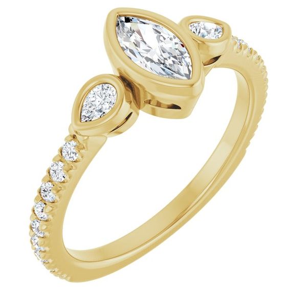 Bezel-Set Three-Stone Engagement Ring