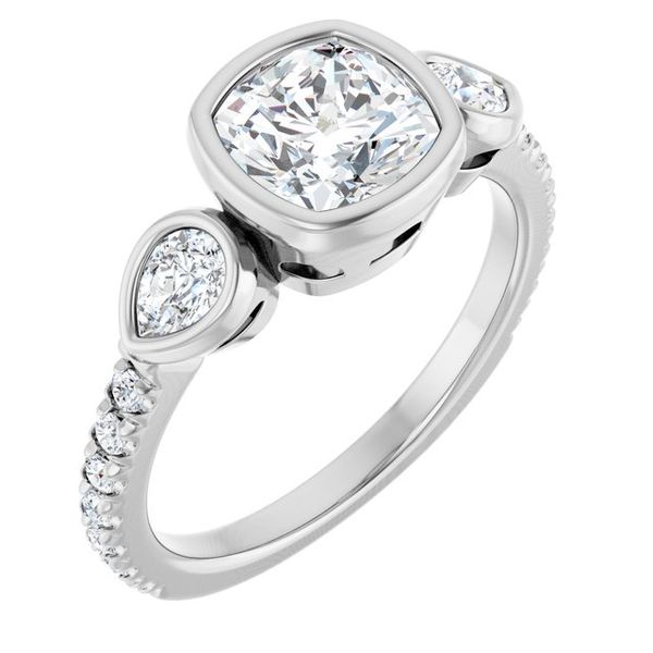 Bezel-Set Three-Stone Engagement Ring