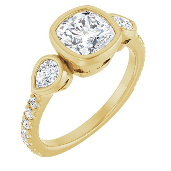 Bezel-Set Three-Stone Engagement Ring