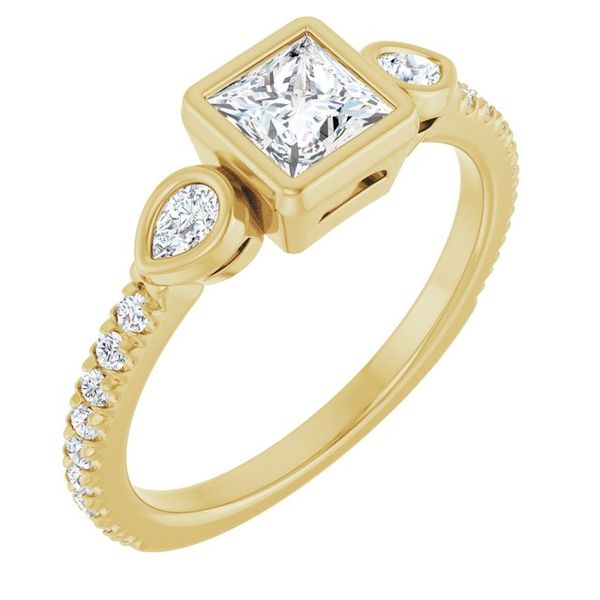 Bezel-Set Three-Stone Engagement Ring