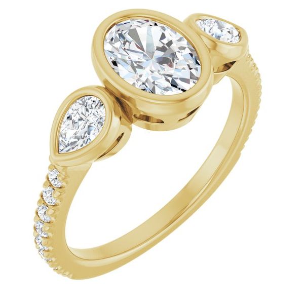 Bezel-Set Three-Stone Engagement Ring