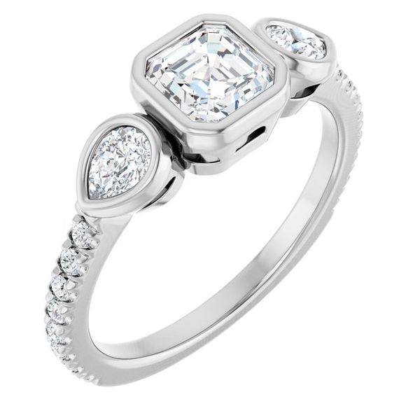 Bezel-Set Three-Stone Engagement Ring