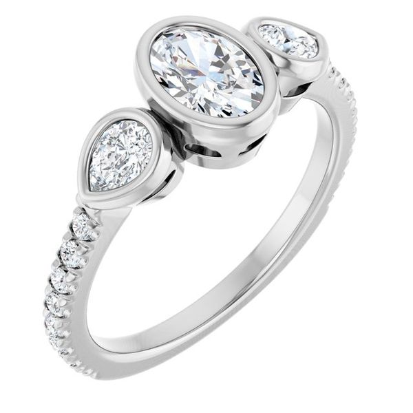Bezel-Set Three-Stone Engagement Ring