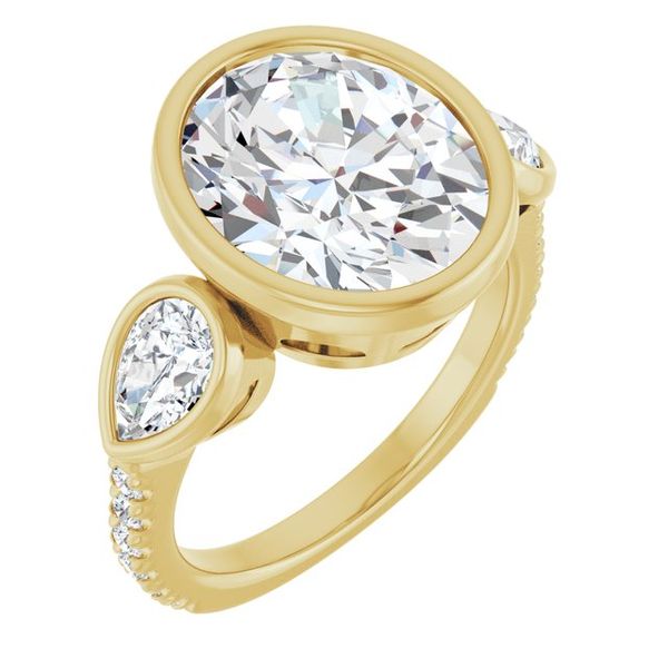 Bezel-Set Three-Stone Engagement Ring