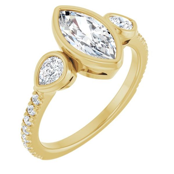 Bezel-Set Three-Stone Engagement Ring