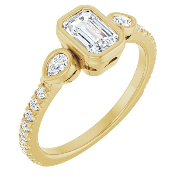 Bezel-Set Three-Stone Engagement Ring