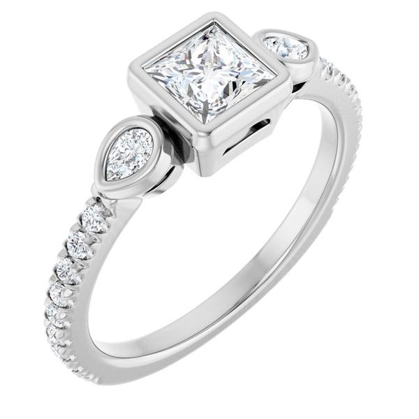 Bezel-Set Three-Stone Engagement Ring