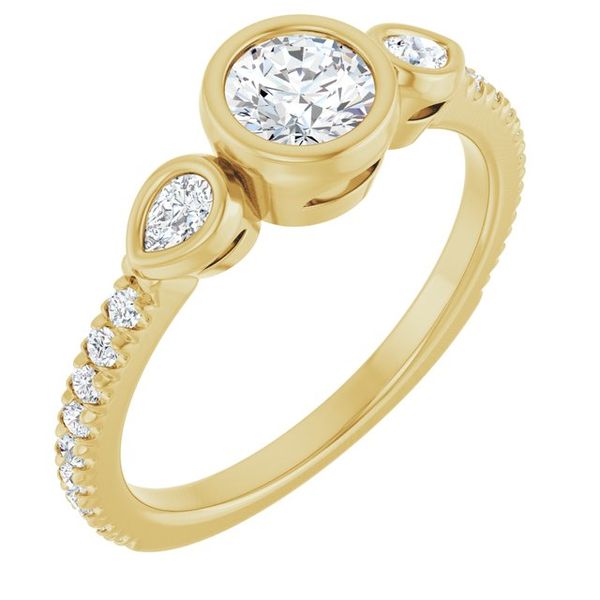 Bezel-Set Three-Stone Engagement Ring