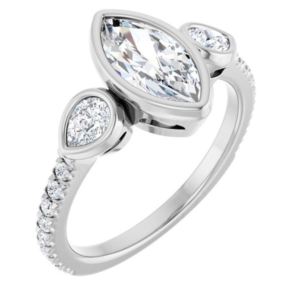 Bezel-Set Three-Stone Engagement Ring
