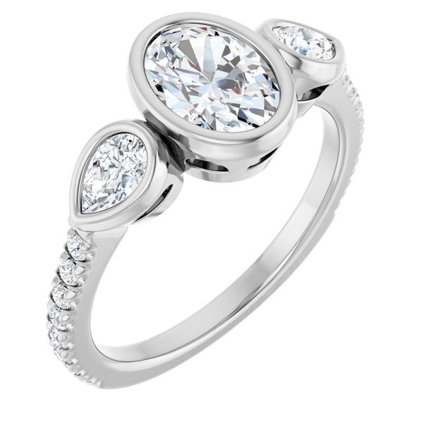 Bezel-Set Three-Stone Engagement Ring