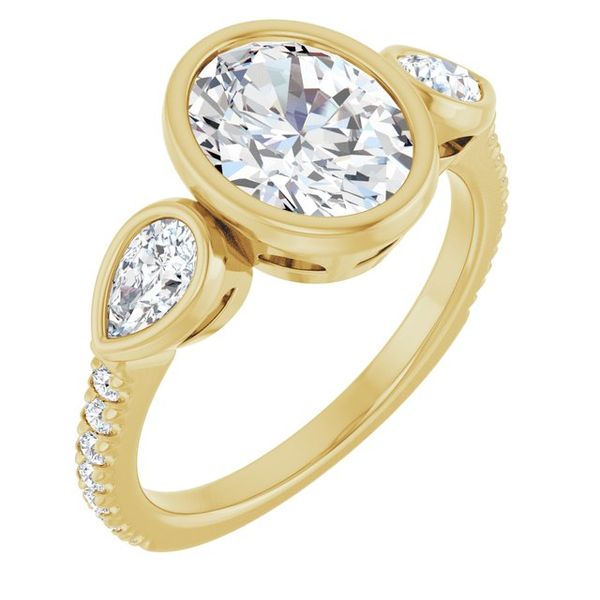 Bezel-Set Three-Stone Engagement Ring