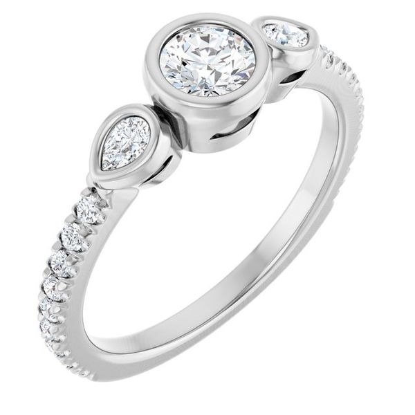 Bezel-Set Three-Stone Engagement Ring