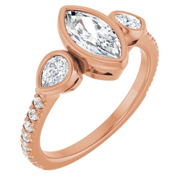 Bezel-Set Three-Stone Engagement Ring