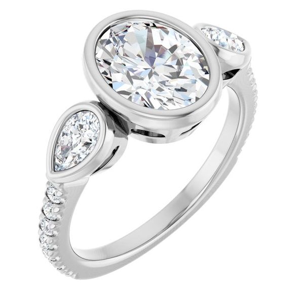 Bezel-Set Three-Stone Engagement Ring