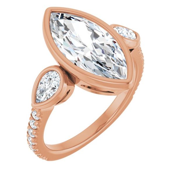 Bezel-Set Three-Stone Engagement Ring