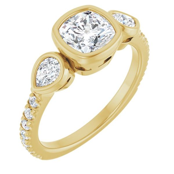 Bezel-Set Three-Stone Engagement Ring