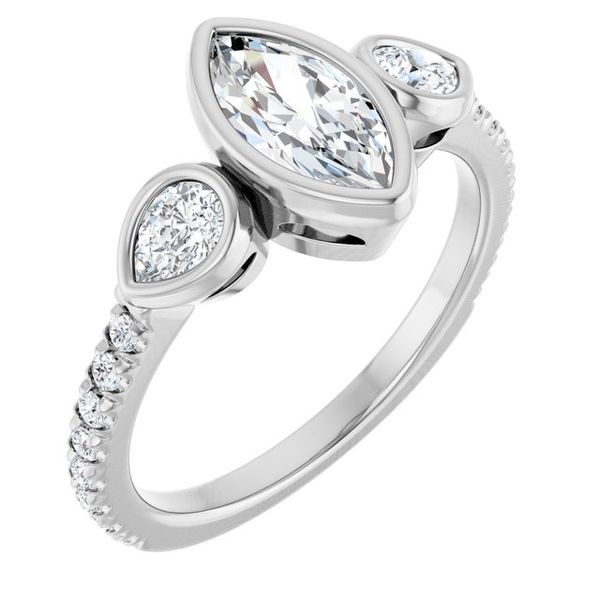Bezel-Set Three-Stone Engagement Ring