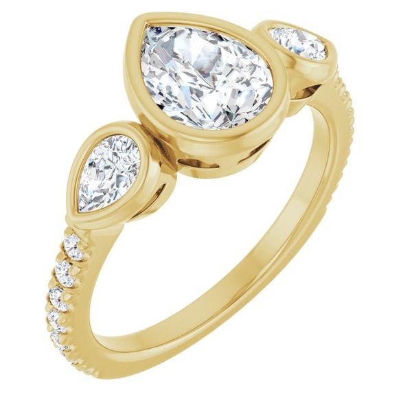 Bezel-Set Three-Stone Engagement Ring
